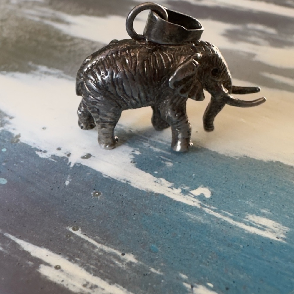 Vintage Sterling Silver Elephant Charm Pendant